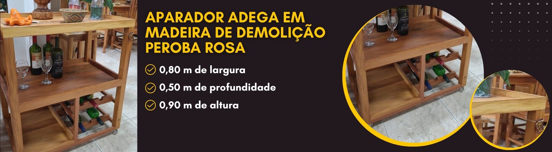 Aparador adega em madeira de demolição Peroba Rosa - Banner Desktop