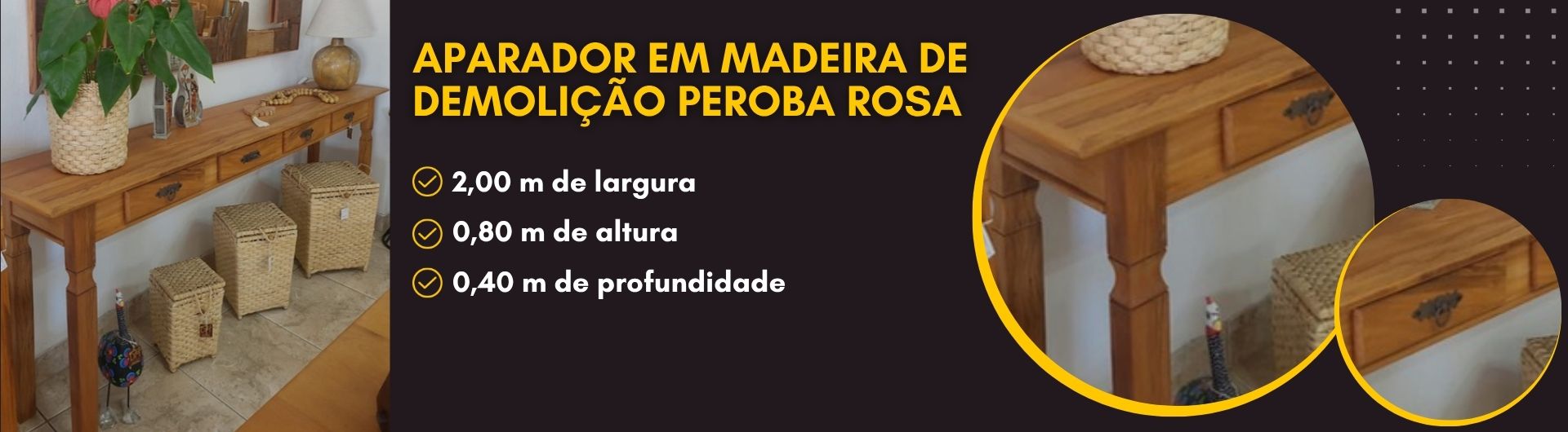 Aparador em madeira de demolição Peroba Rosa - Banner Desktop