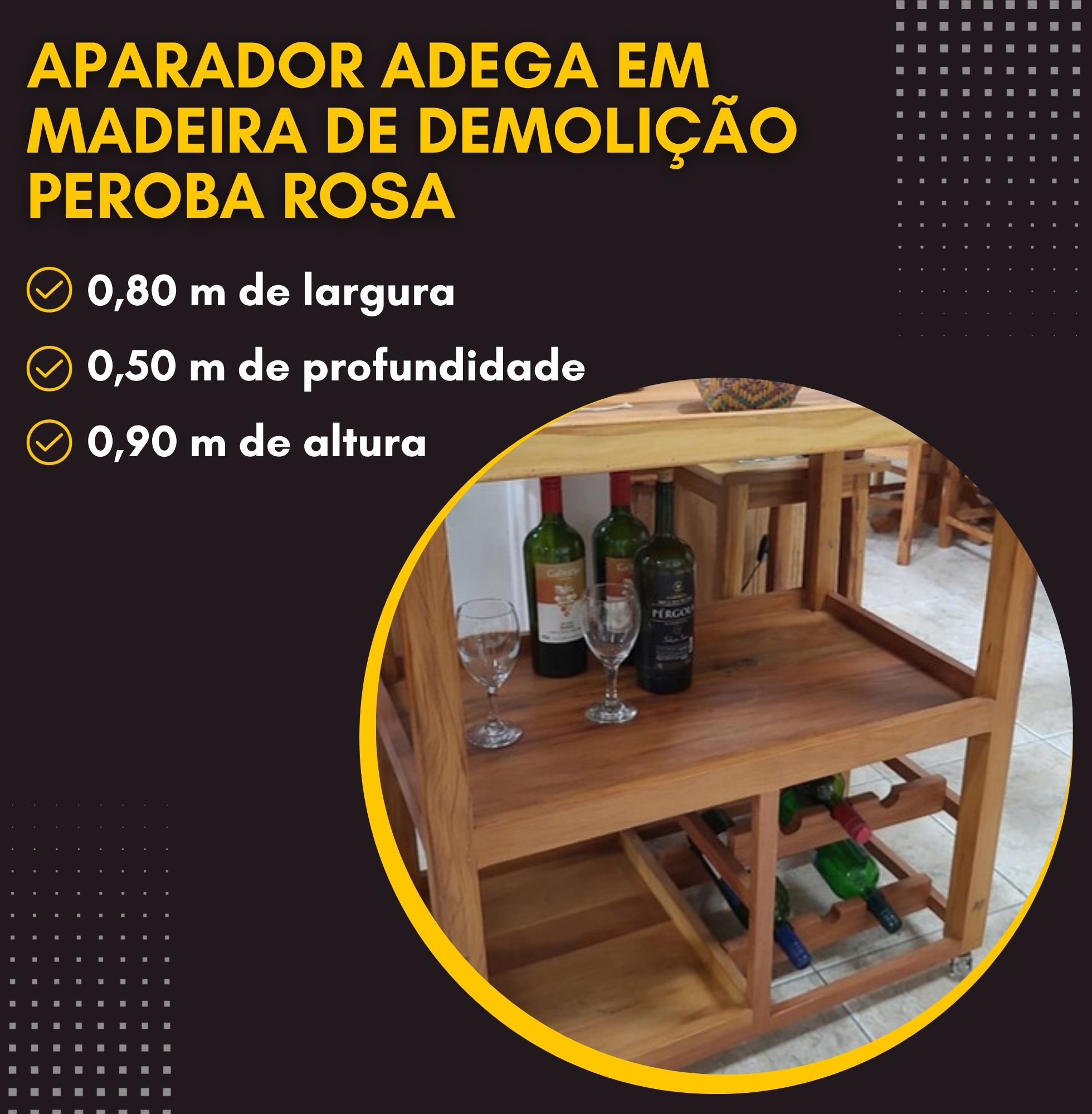 DM - Banner Mobile - Aparador adega em madeira de demolição Peroba Rosa