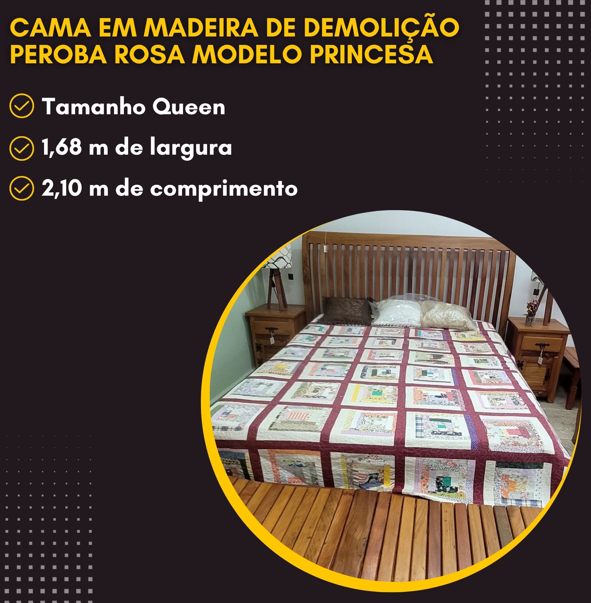 DM - Banner Mobile - Cama em madeira de demolição Peroba Rosa modelo Princesa